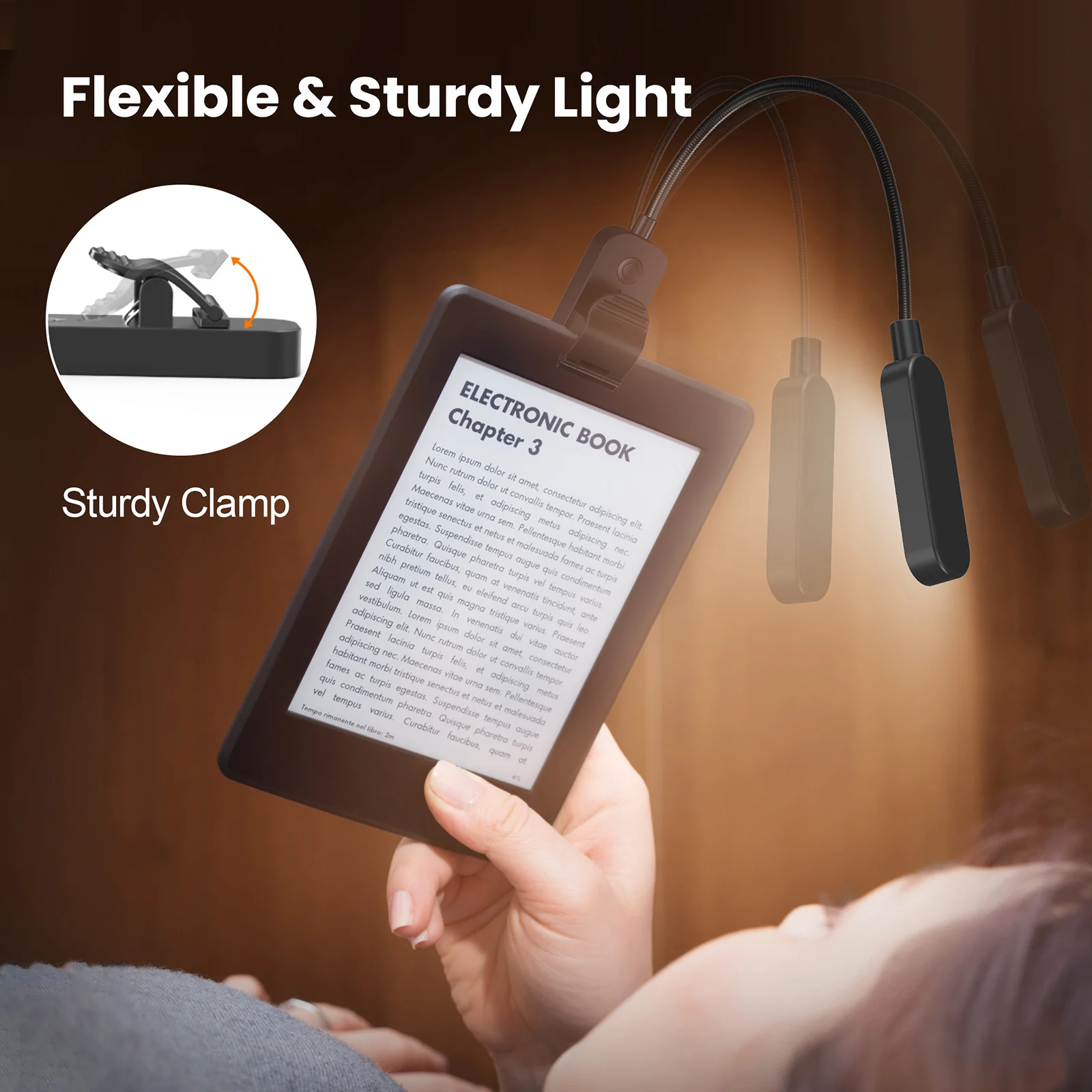 Clip Book Light Amber Reading Lights for Bed Rechargeable Clip Light for Kids Battery Powered Small LED Lights Night Students