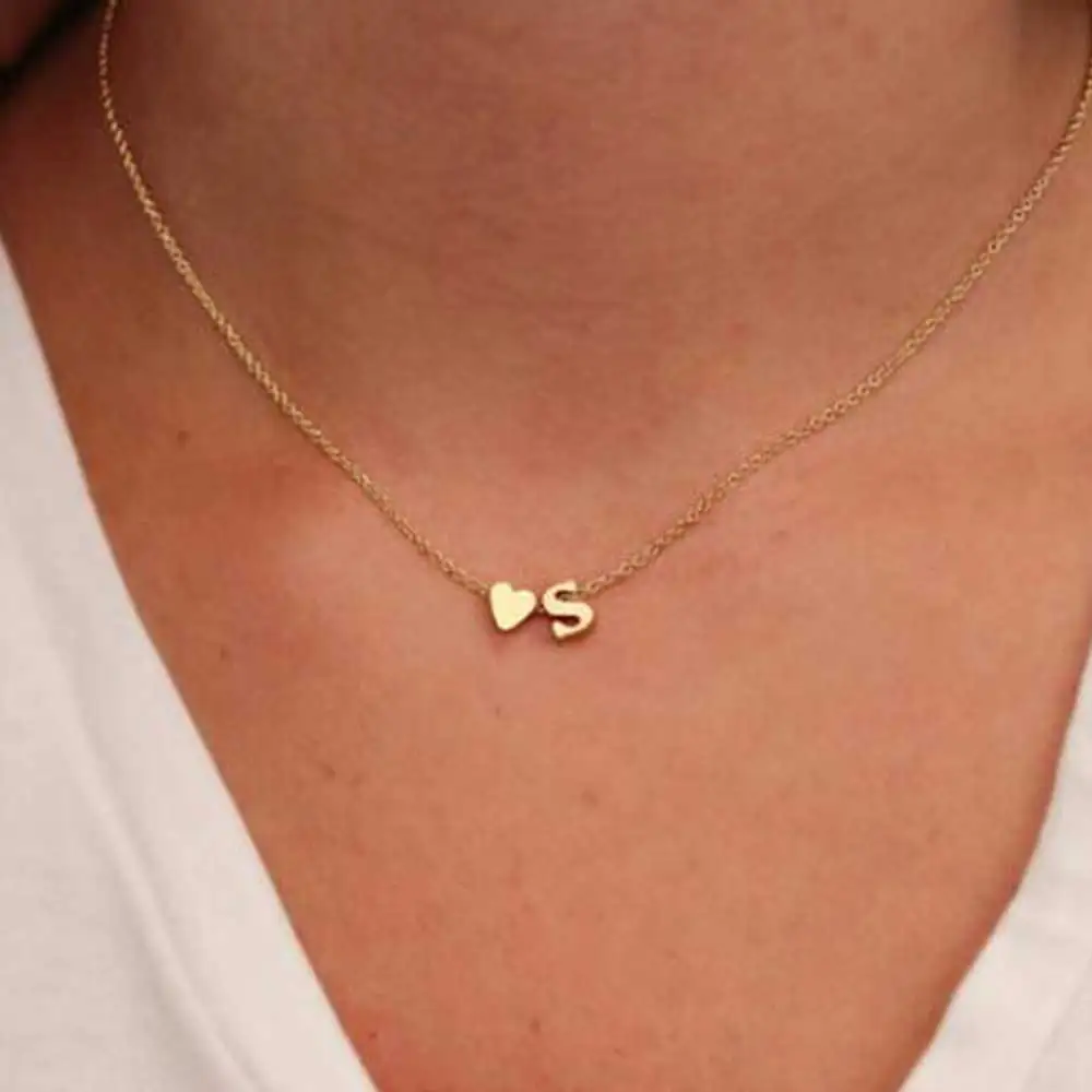 

ZOVOLI Dainty Gold Initial Letter Necklace Chains Heart Alphabet Pendant Necklaces For Women Statement Fashion Jewelry Gift