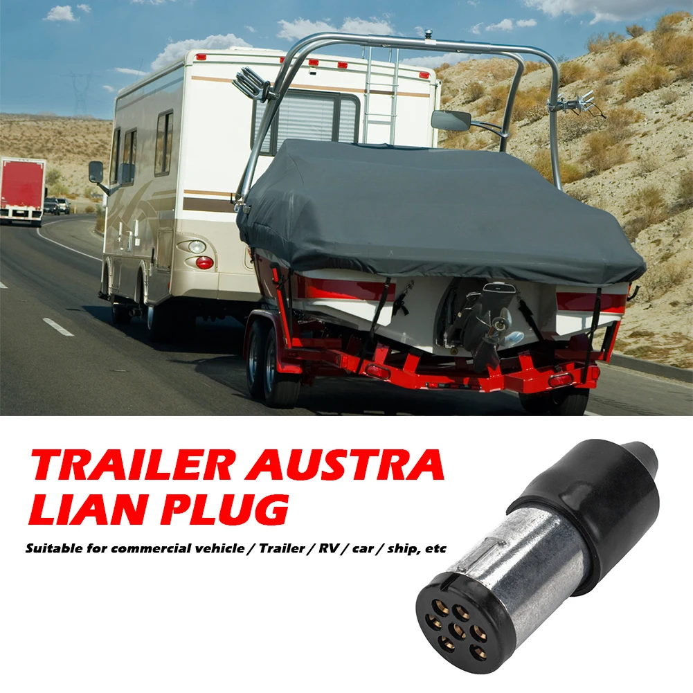 

7-Pin Small Round Metal Trailer Plug Light Connector for Boat Caravan Car Truck Car Plug Connector Plastic Car Trailer