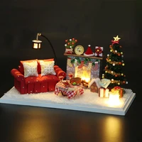 diy christmas dollhouse with furniture led light wooden romantic house toys