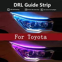 2x ultrafine drl car daytime running lights turn signal yellow headlight strips accessories auto styling for toyota rav4 19 20