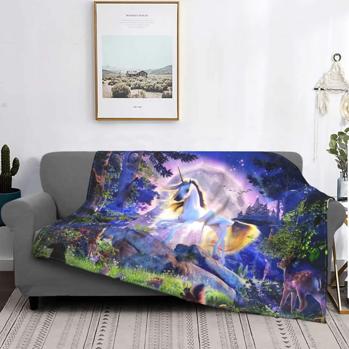 

Manta de unicornio Moonlight, colcha para cama, sofra a cuadros, manta de muselina a cuadros de Anime, colcha, 220x240
