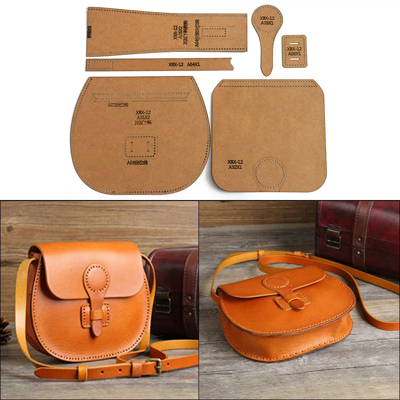 

DIY Handmade Leather Craft Ladies Shoulder Bag Messenger Bag Wallet Sewing Pattern Hard Kraft Paper Stencil Template 21*19*6.5cm