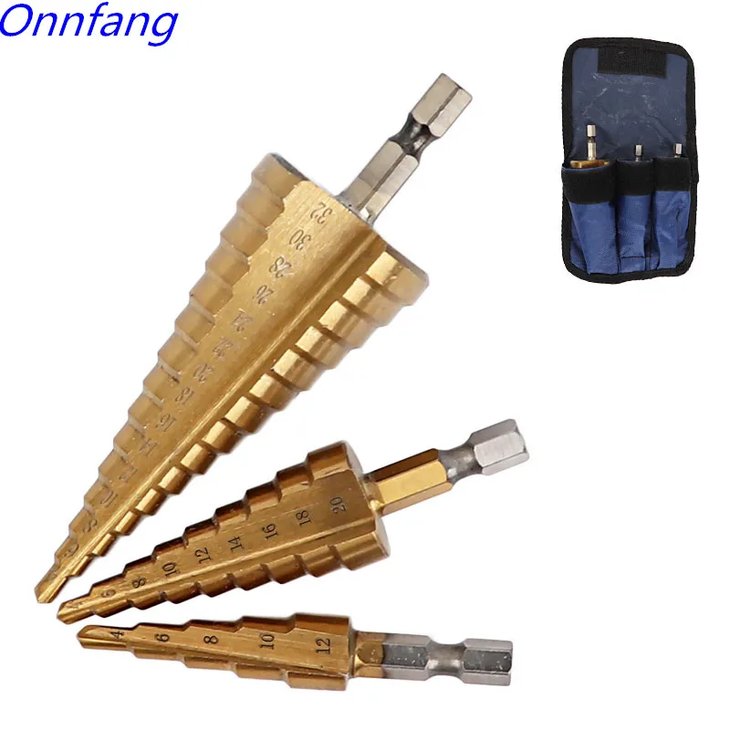 Набор ступенчатых Сверл из быстрорежущей стали 3 шт./компл. 4 - 12 / 20 32 мм 1/4 дюйма