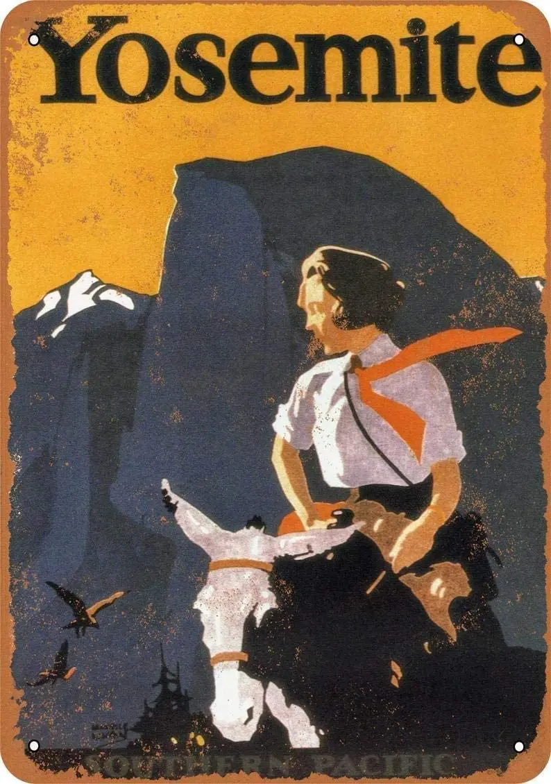 

1923 Южная Тихоокеанская железная дорога в Yosemite, металлический жестяной знак, Ретро винтажный знак для дома и бара, Настенный декор 20x30 см