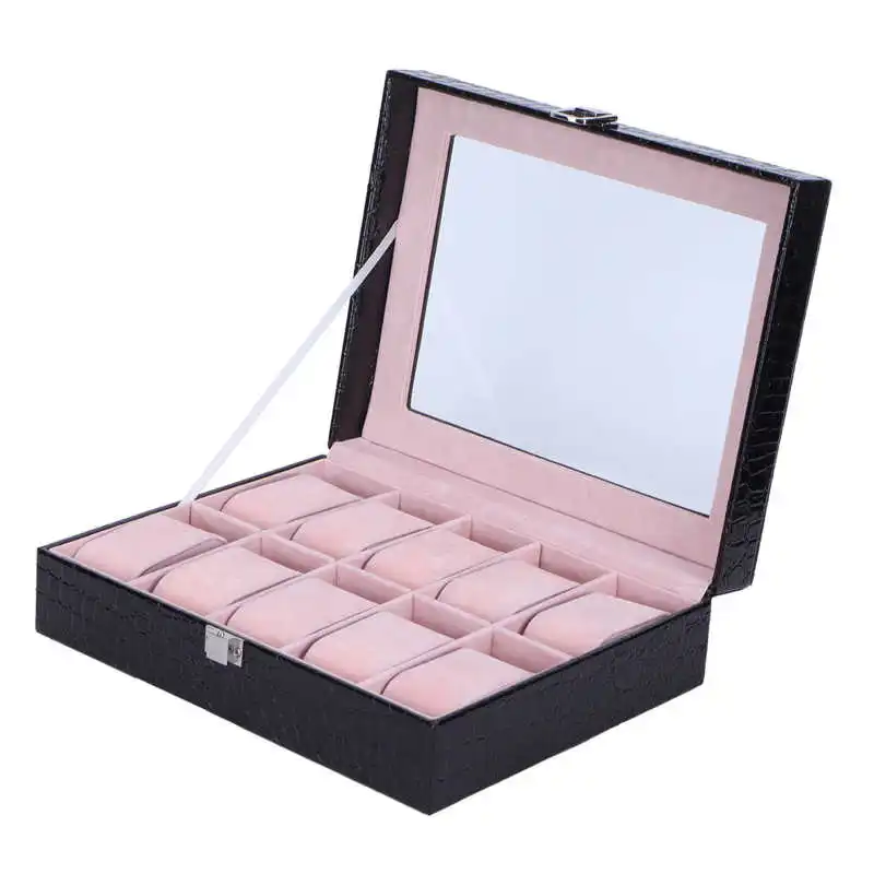 

Jewelry Box Watch Display Box Rectangular Desktop Black Jewelry Organizer for Display