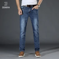 zoenova men clothing summer new mens classic blue slim fit jeans business elastic denim pants 99 cotton trousers male big size