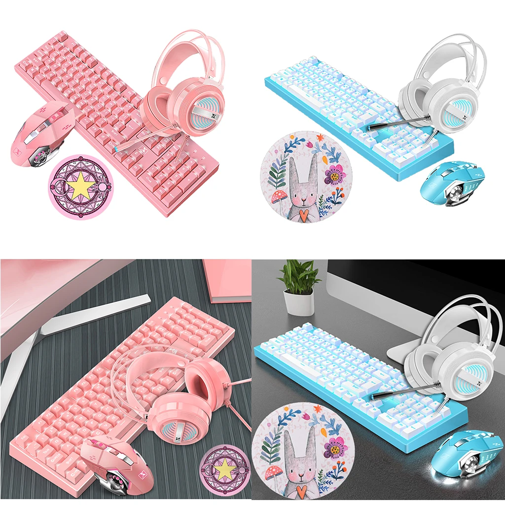 2 Set Computer Desktop Gaming Keyboard and Mouse +Gaming Headset +Mouse Pad