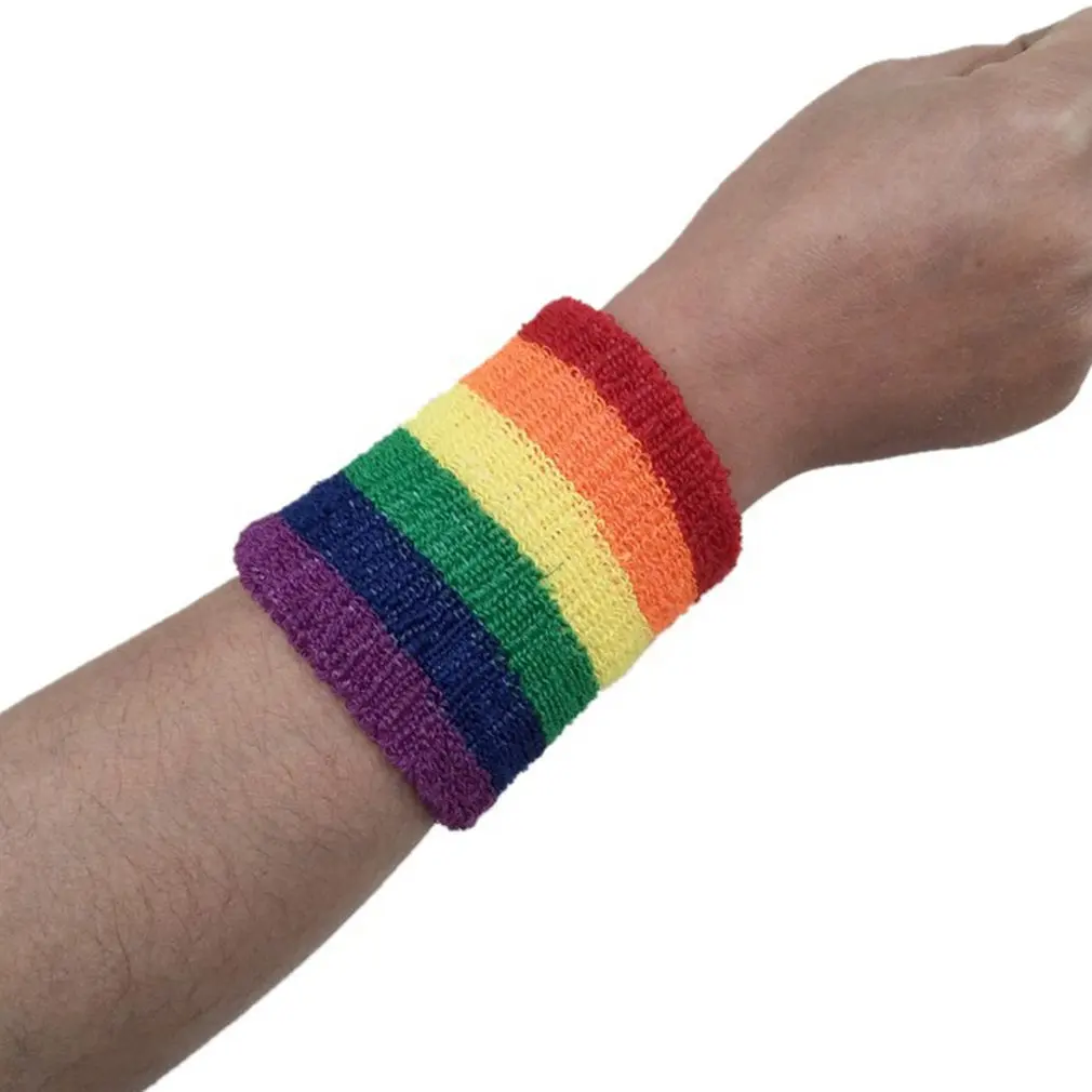 Радужный хлопок впитывающий пот спортивный полотенце браслет баскетбол