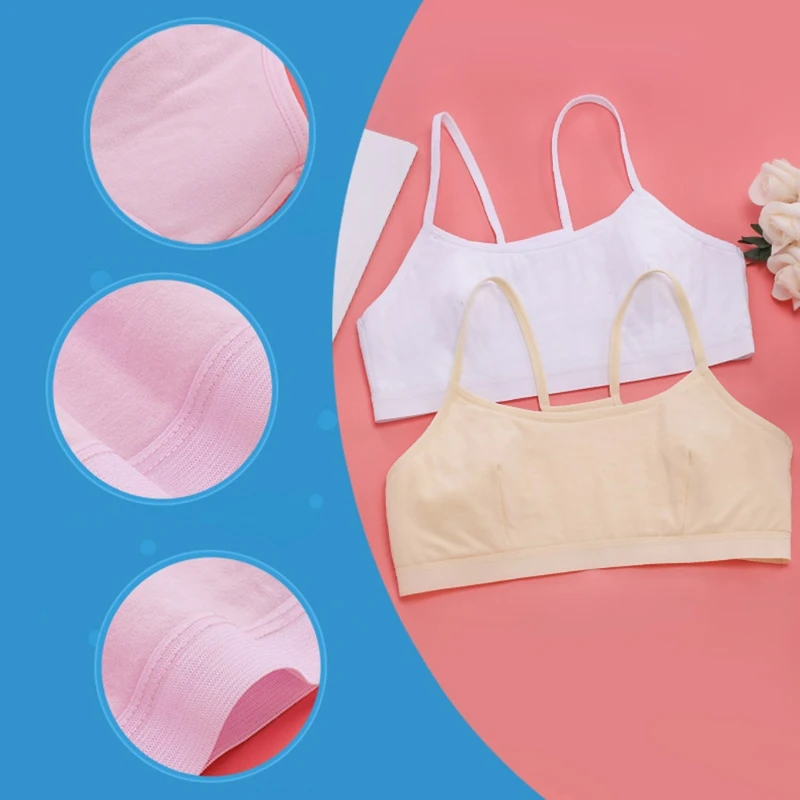 

Super Comfort Girls' Wireless Sports Bras Bustier Sleep Bras for Girls in Yoga Kids Fitness Cotton Crop Tops Vest Runnin