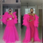 Новинка, модное Тюлевое платье, платья с рукавом, пышные и очень пышные платья для фотосъемки, элегантные фуксия, женское платье