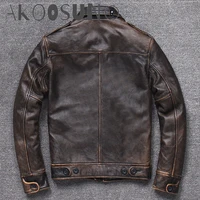 akoosun retro men clothing genuine leather jacket mens cowhide clothes autumn coat male 2020 new chaqueta cuero hombre lxr705