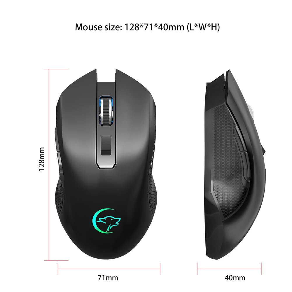 2.4G Adjustable DPI LED Colorful Light Gaming Office Laptop Wireless Mute Mouse