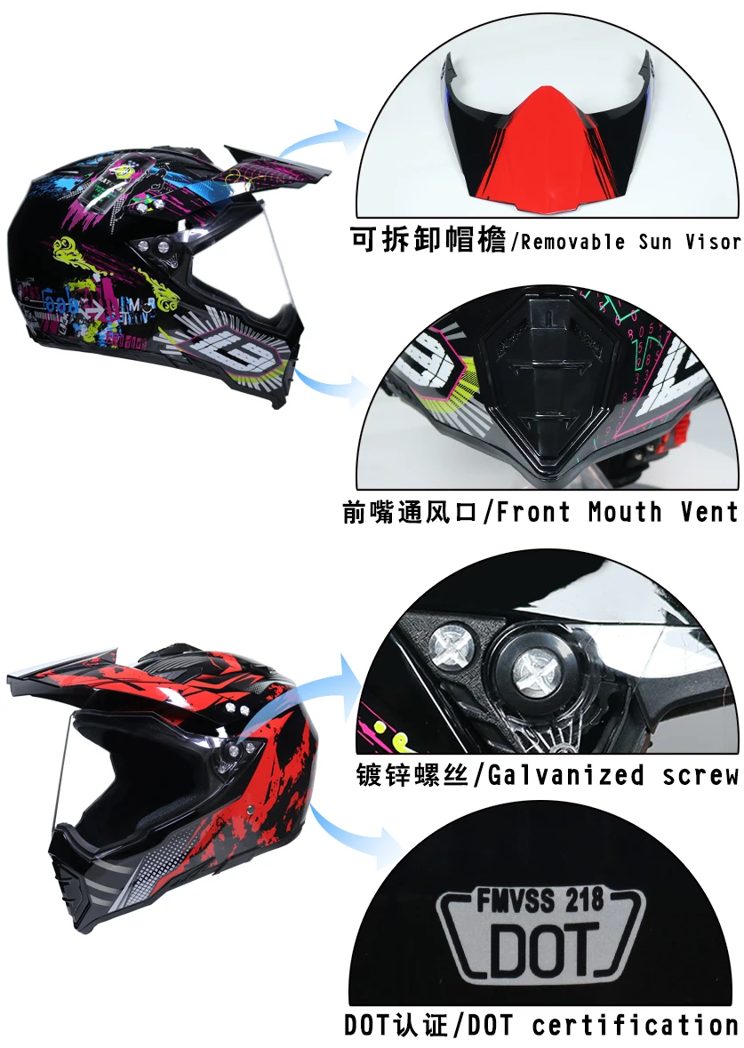 MSUEFKD внедорожный мото rcycle шлем с солнцезащитным козырьком moto-Cross moto cross шлем с двойным щитком racing moto