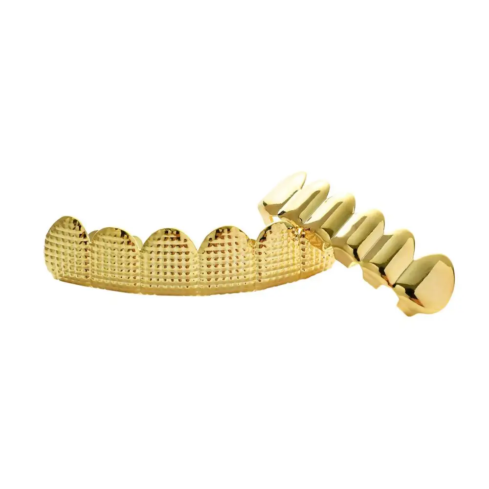 

Hip Hop Gold Teeth Grillz Dental Mouth Tooth Grill Top Bottom Set Punk Goth Halloween Mens Teeth Jewelry Gifts