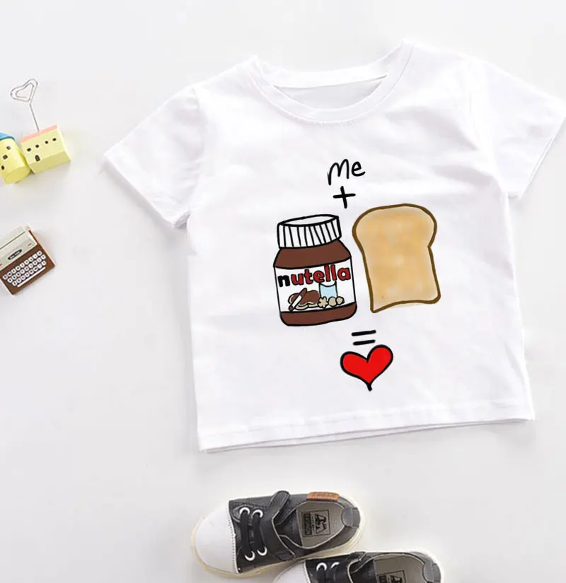 

Белая забавная футболка с шоколадным соусом, футболка для мальчиков и девочек, дизайнерская Детская Футболка Harajuku, модная детская футболка ...