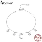 Женские браслеты-цепочки bamoer Moon  Starsl, браслеты из стерлингового серебра 925 пробы с подвесками, подарки на годовщину, SCB189