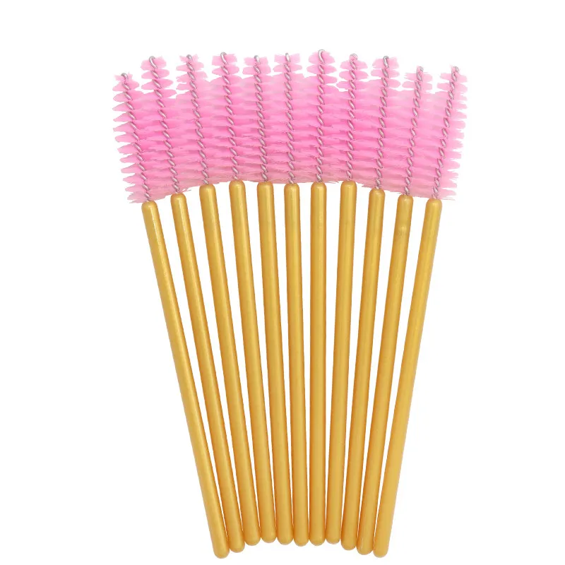 gold pink 1/50 шт Блестящий одноразовый аппликатор для ресниц, палочки для завивки ресниц, набор кистей для туши для бровей, ложки для бровей-расческа, палочки, кисти для завивки - Handle Color: gold pink