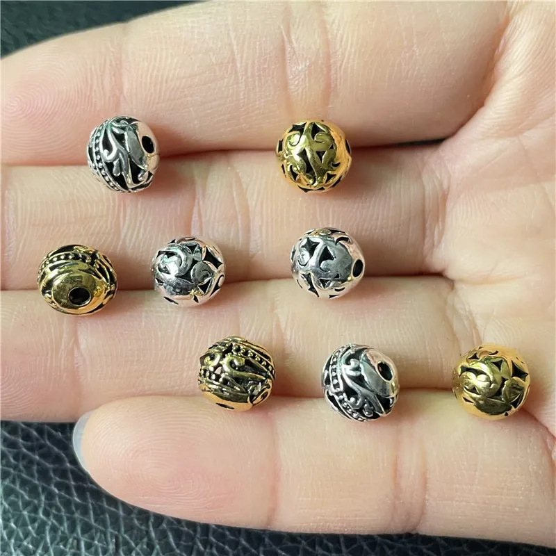 

JunKang 15pcs 8mm Hollow Ball Bead Connector for Jewelry Making DIY Bracelet Necklace Accessories Color Preservation Wholesale
