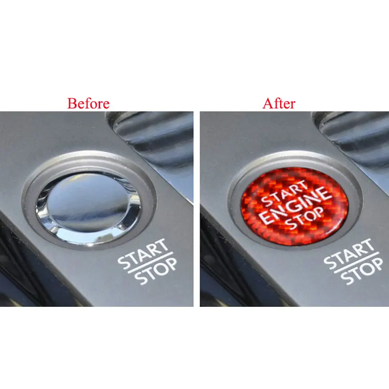 Кнопка запуска двигателя автомобиля углеродное волокно наклейка накладка стоп
