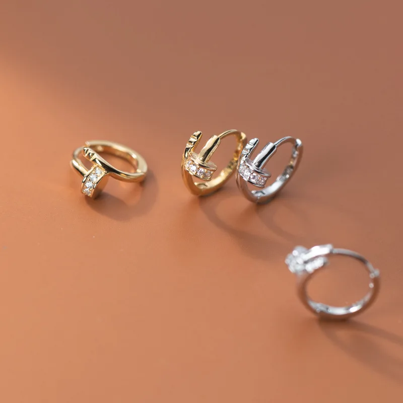 

1 Pair 925 Sterling Silver Punk Jewelry Fashion Nails Stud Earrings Personality Screw Ear Earring For Boys Girls Piercing