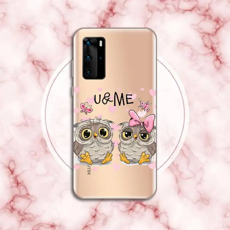

Lovely Animal Owl cute Phone Case Transparent for Huawei P honor 8 10i 20 30 40 smart 2019