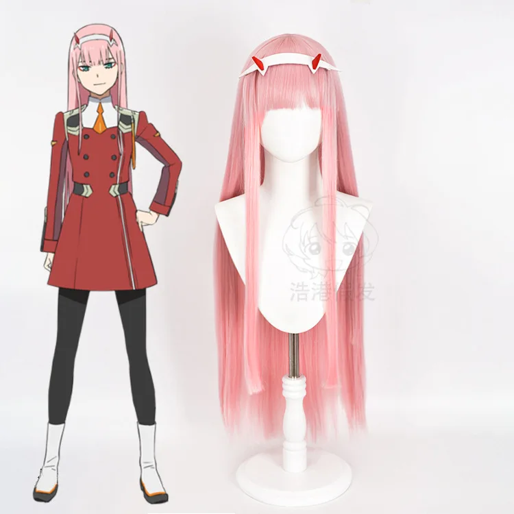 

Anime DARLING in the FRANXX 02 ZERO TWO Long Wig Cosplay Wig Role Play Pink Color Cos Wig