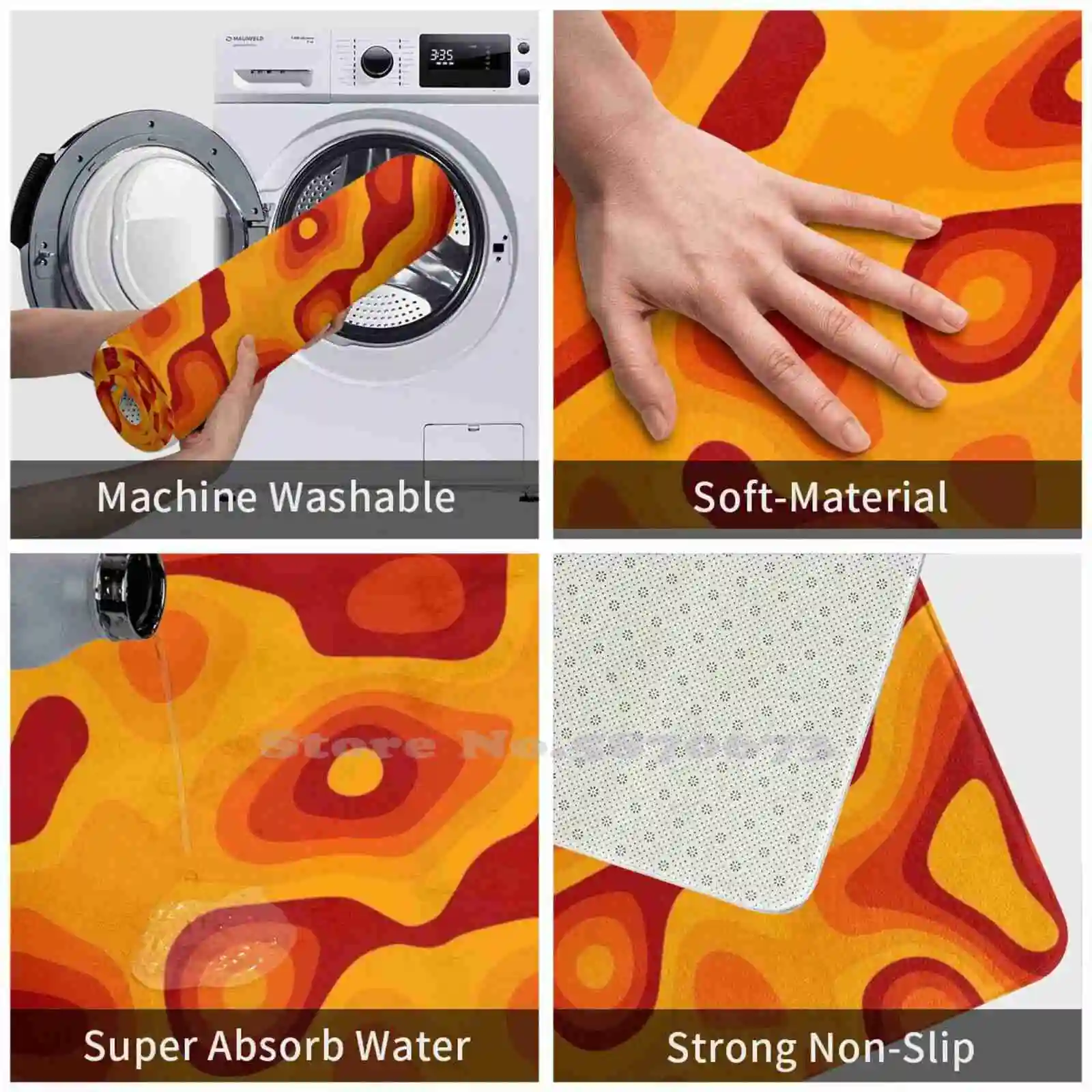 Абстрактный Оранжевый 3D мягкий нескользящий коврик для ног абстрактная реклама