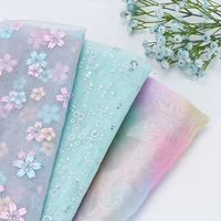 gauze mesh fabric colorful sequin flowers organza diy dress supplies home textile patchwork handmade craft material 95150cm 1pc