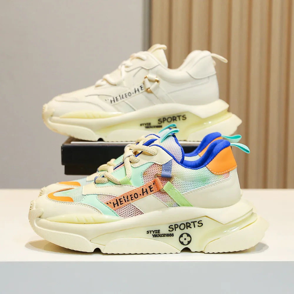 

Autumn Women Sneakers Ladies Brand Slip On Shoes Girls Real Leather Sport Sneakers Female Beige Chunky Sneakers Trainers New
