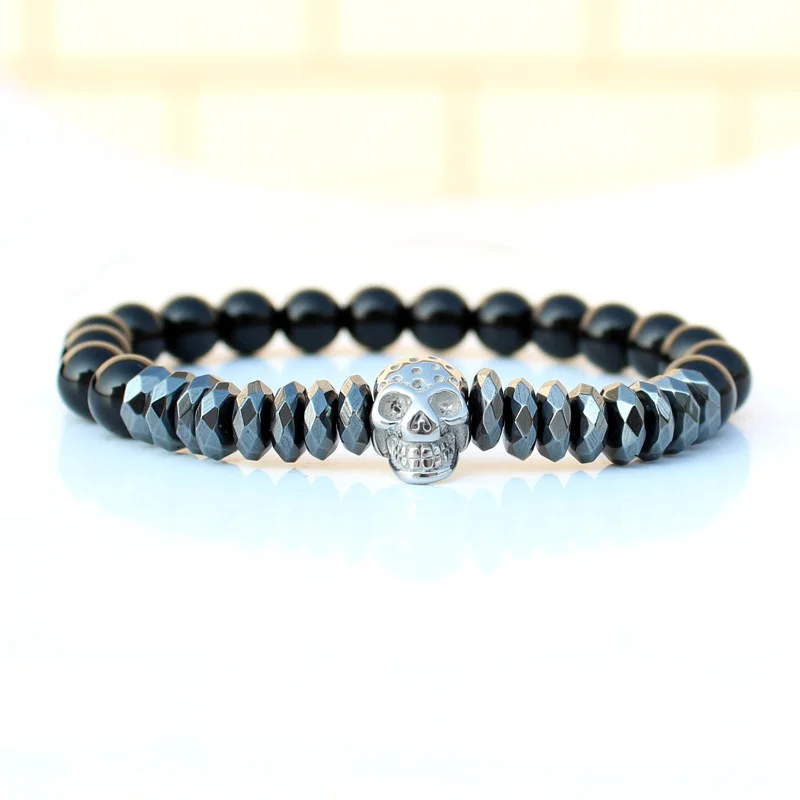 friendship bracelets Матовые бусины оксин камень череп браслет набор Корона Мужские аксессуары Erkek Bileklik ювелирные изделия мужские браслеты для женщин Pulseras Mujer - Окраска металла: friendship bracelets