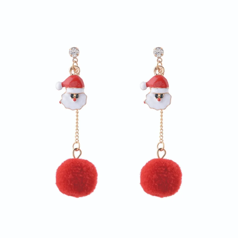 Серьги подвески женские с цирконами милые ювелирные украшения в рождественском