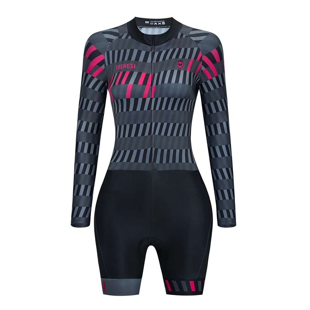 

Triathlon Long Sleeve Women's Cycling Jumpsuit Jersey Skinsuit Red Bicycle Shirt Ropa Ciclismo Little Female Cyclist Clothing