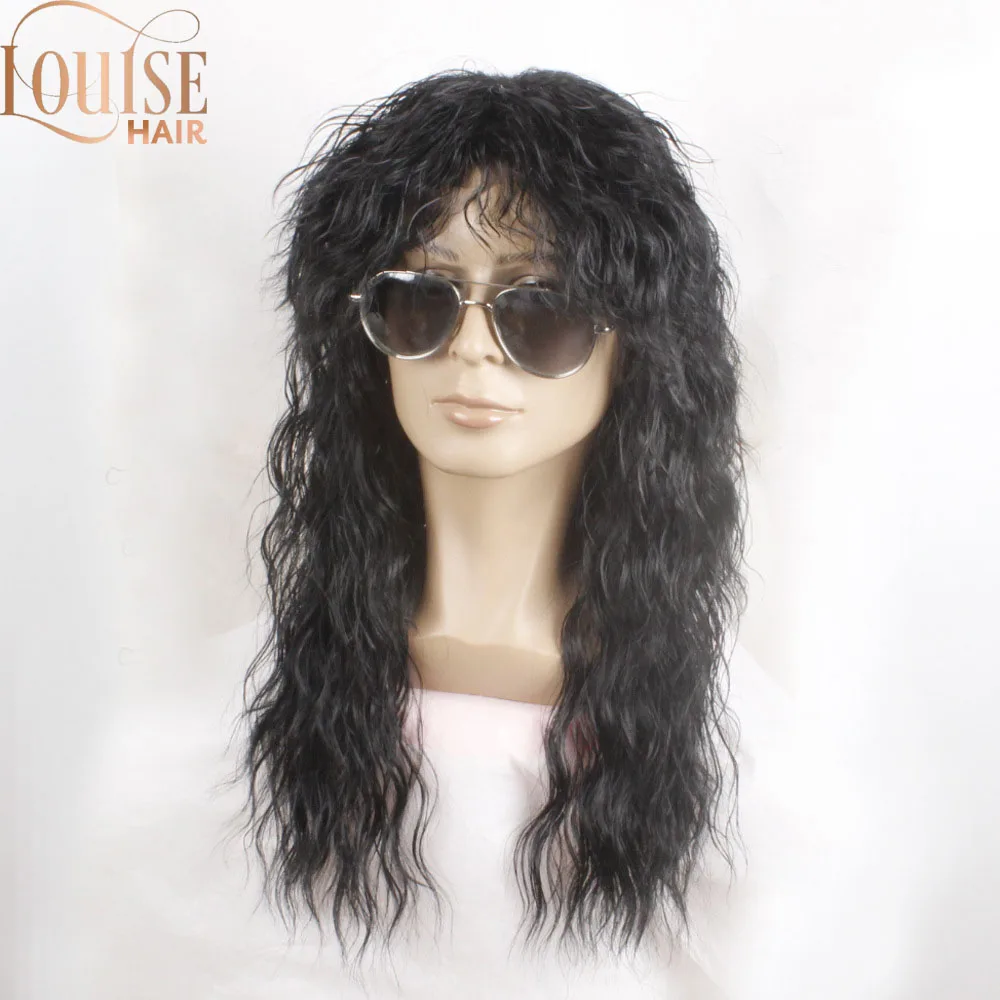 Gres мужской длинный синтетический удлинитель волос парик черный цвет женский