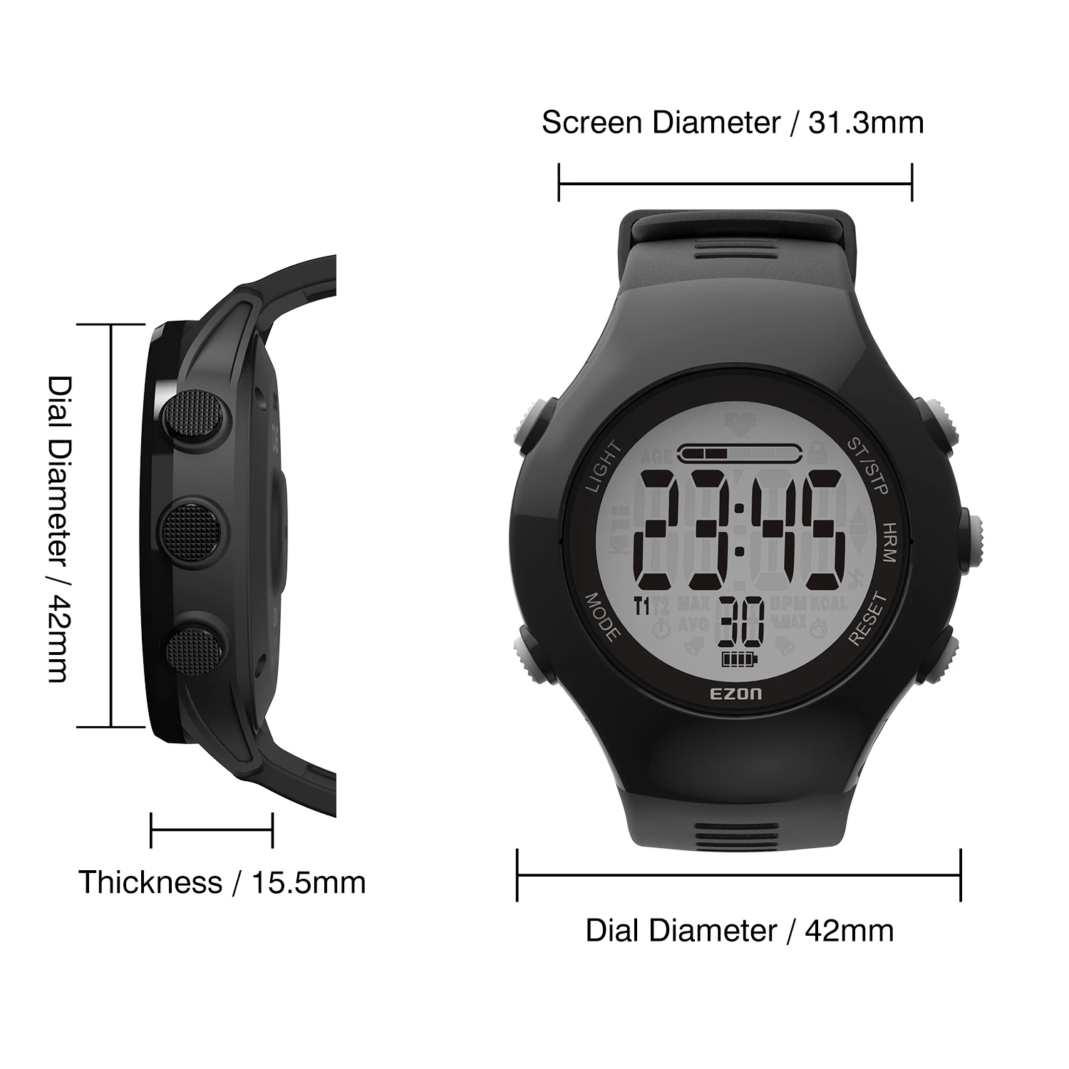 Мужские спортивные цифровые часы оптический датчик монитор сердечного ритма