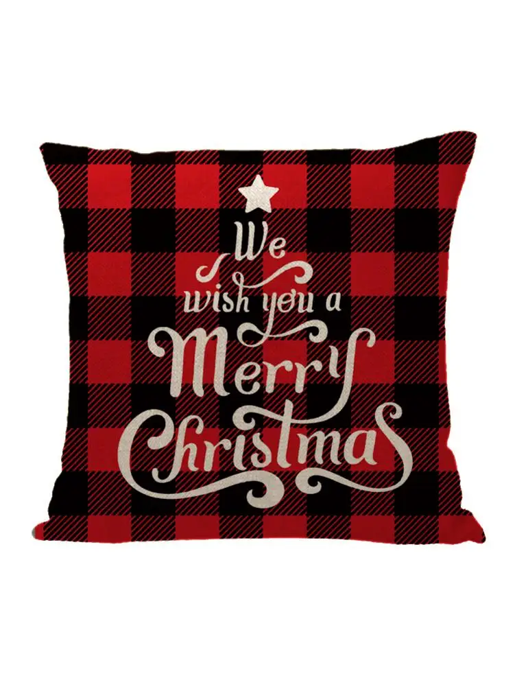 

45x45cm Christmas Cushion Cover Red Checkered Pillow Case Sofa Seat Car Decor Throw Pillowcase Christmas Decoration For Home
