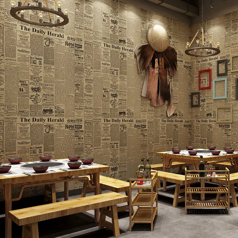 

Retro newspaper wallpaper English alphabet wallpaper clothing store bar cafe bedroom wall paper Wallpaper for walls in rolls