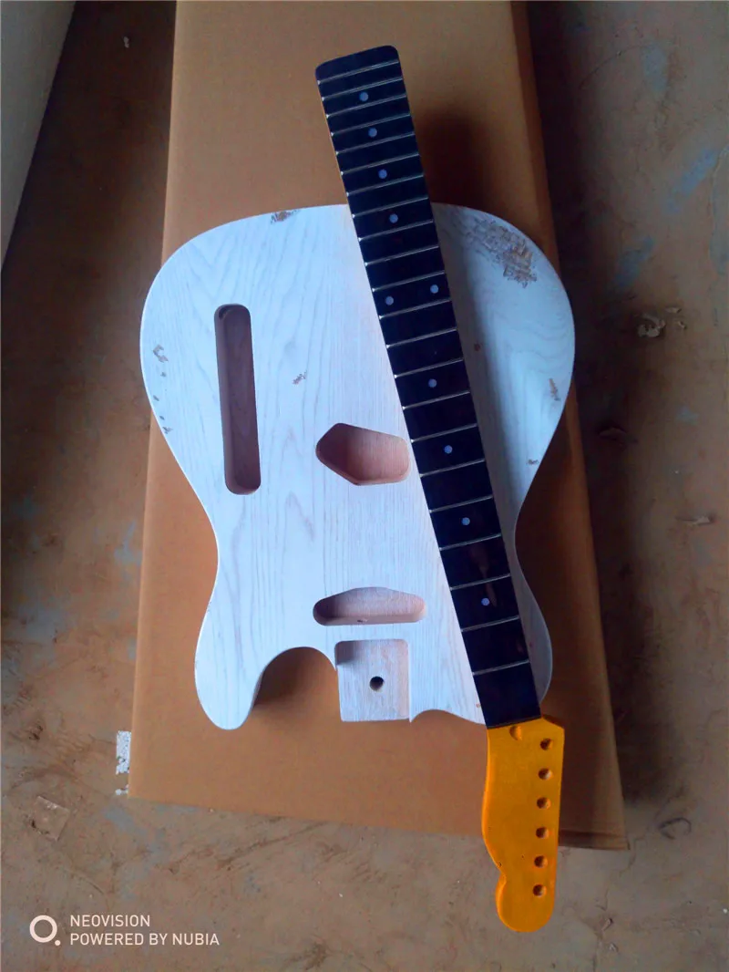 Белый TL semi-finished rosewood, rosewood body and neck, self-installed guitar - Цвет: Белый