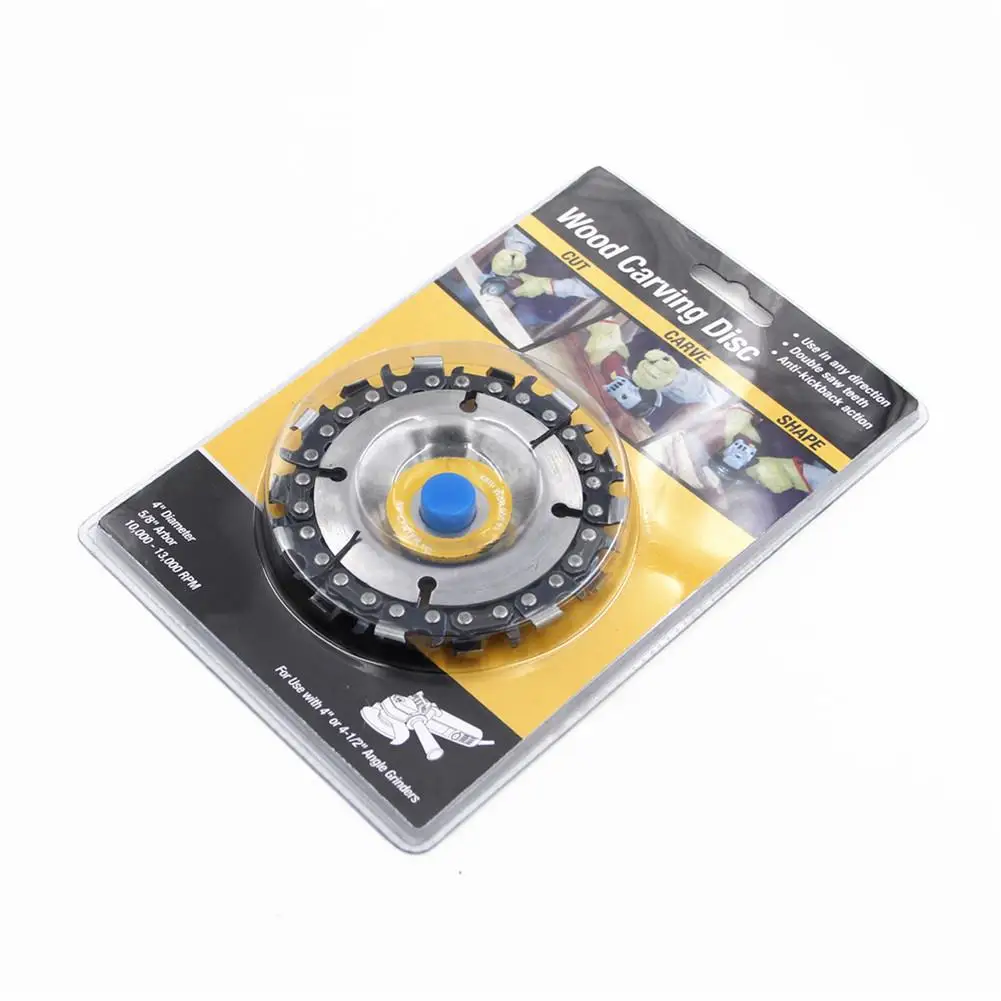 

4-inch Woodworking Chainsaw Cutting Blade Wood Slotted Serrated Saw Blade 14-tooth Wood Carve Disc for 100/115 Angle Grin