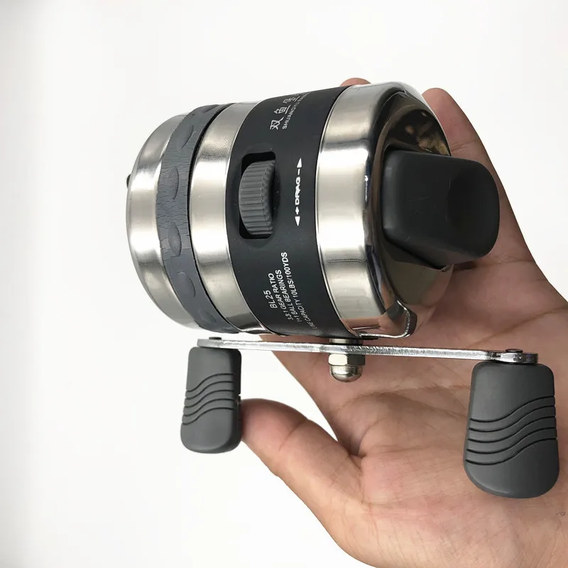 Рыболовная катушка BL25 для рогатки стрельбы из рыбы Дротика металлическое колесо