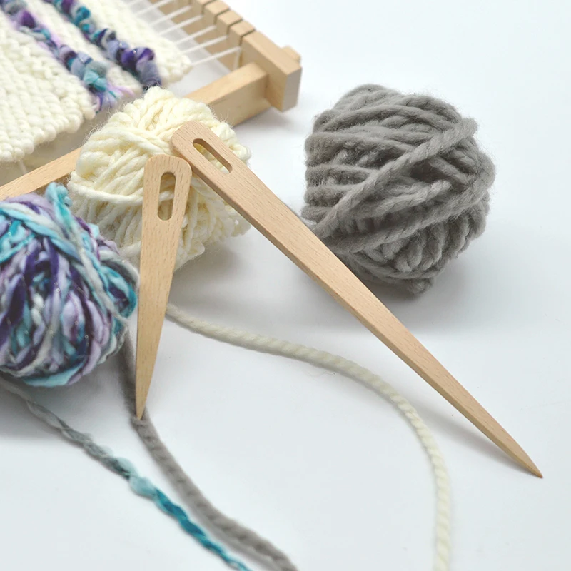 

Hot Sale 5pcs Diy Wooden Weaving Loom Tools Tapestry Darning Big Eye Yarn Knitting Needles Needlework Crafts Sewing Needle Tools