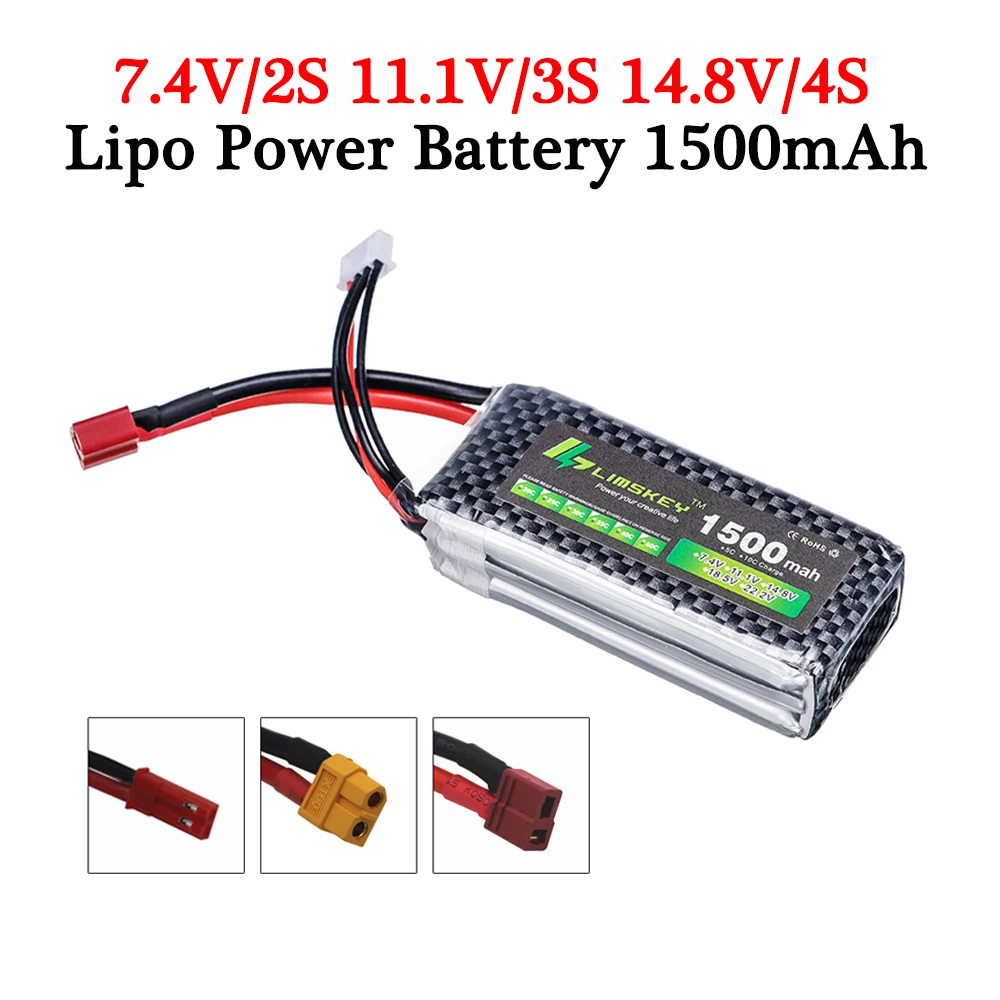 7,4 В 11,1 В 14,8 в 1500 мАч Макс 35C 3s аккумулятор для радиоуправляемого автомобиля квадрокоптера запасные части 2s литий-полимерная батарея 11,1 В аккумулятор питания для радиоуправляемого автомобиля