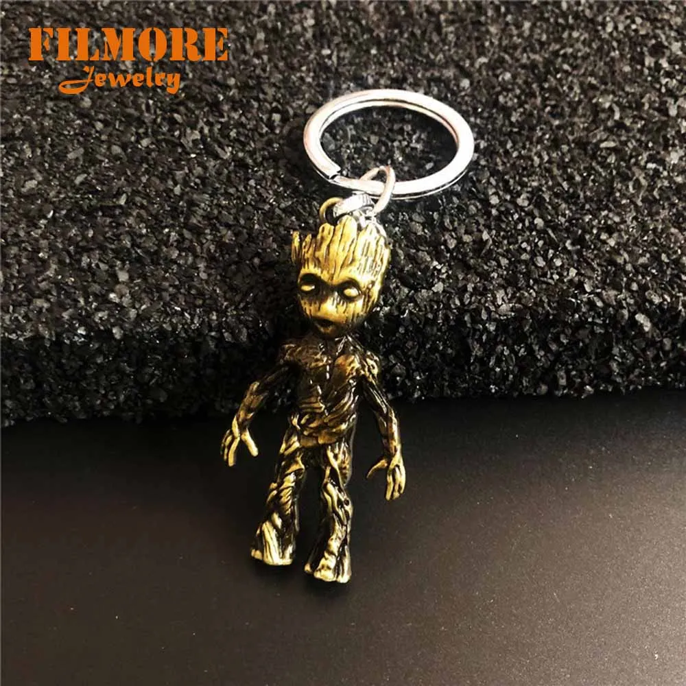 Брелок для ключей стражи Галактики фигурка дерева Мужская игрушка 3D брелок с