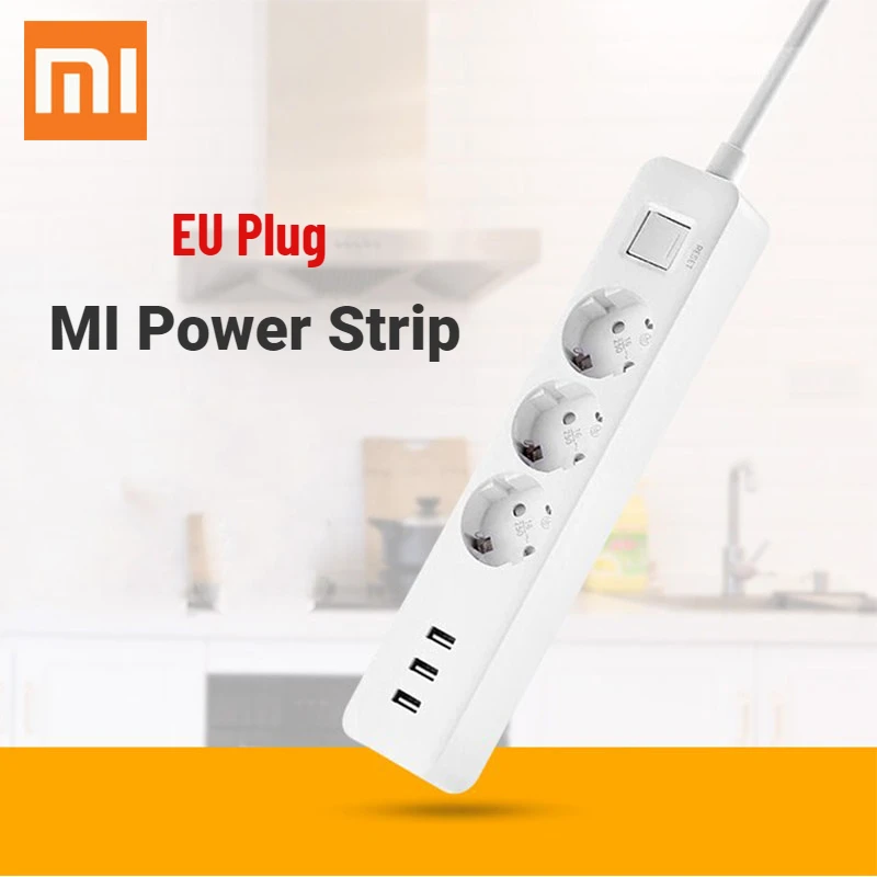 Удлинитель Xiaomi Mi Power Strip с 3 стандартными розетками европейского стандарта USB