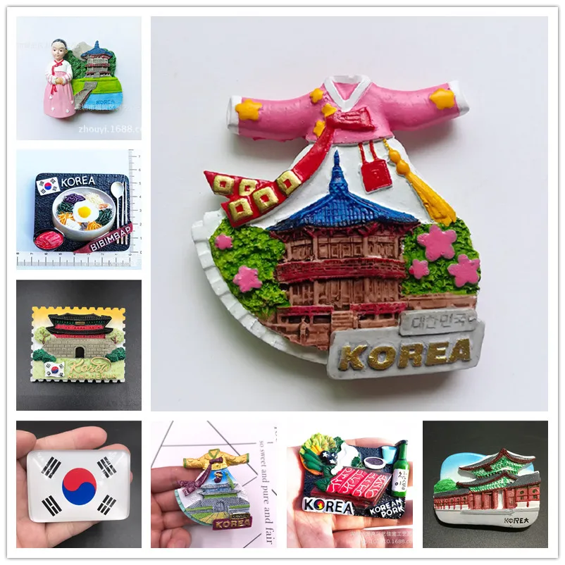 Различные корейские туристические магниты на память холодильник традиционные