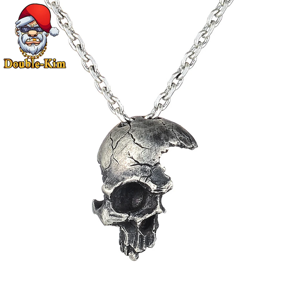 Классическое мужское ожерелье с подвеской в виде половины черепа хип хоп рок