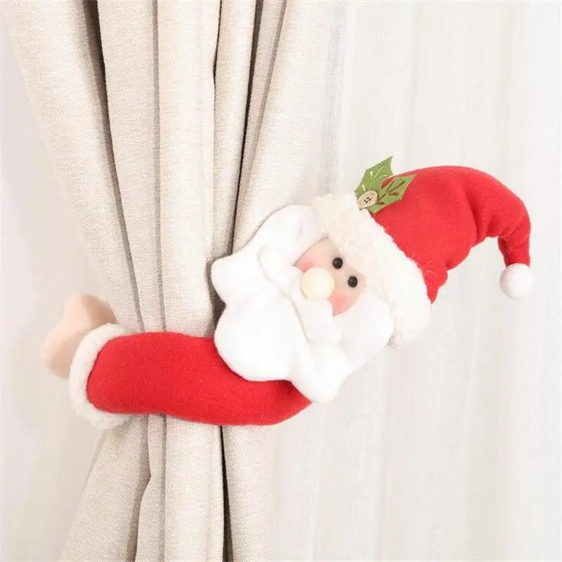 

1 Pc Christmas Decorations Cartoon Santa Claus Snowman Elk Curtain Buckle Home Window Curtain Christmas Decorations Supplies