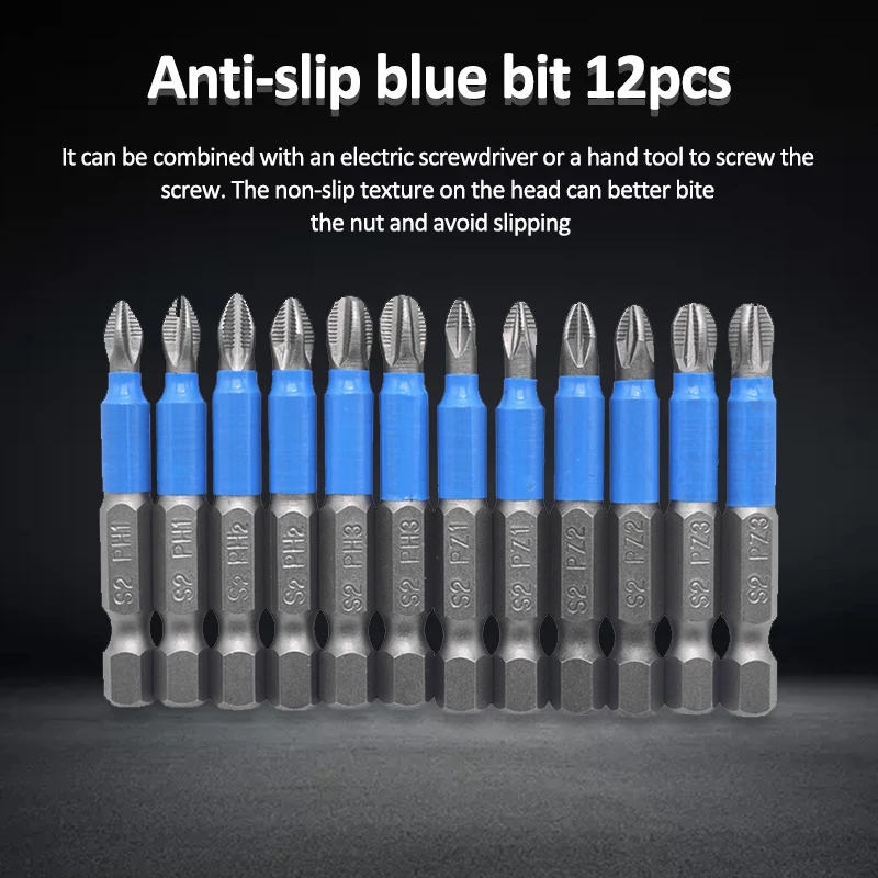 12 шт. Phillips биты с шестигранной головкой Shanked Нескользящие насадки для отвертки