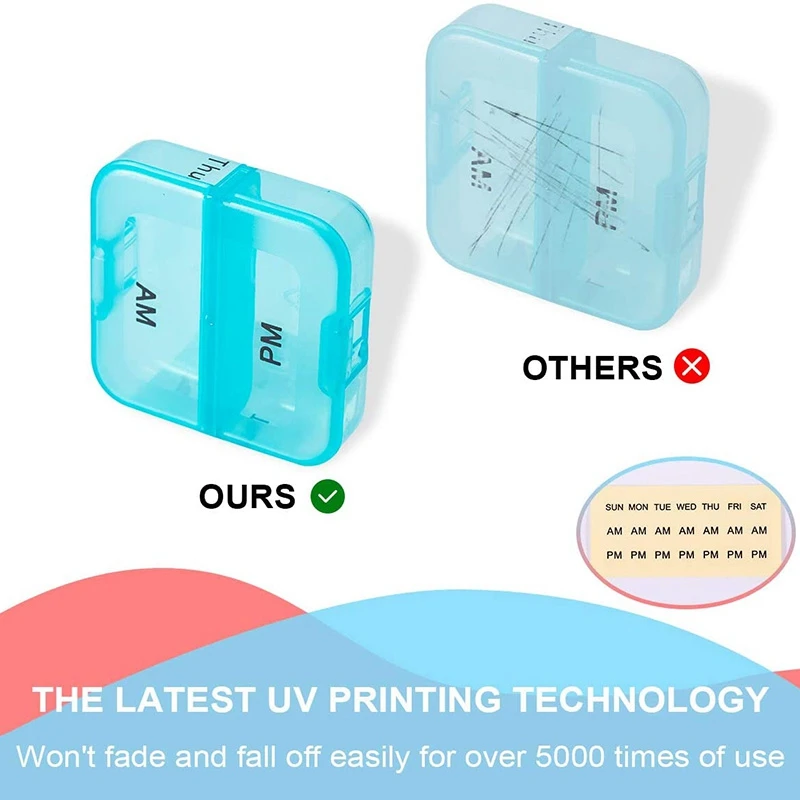

Weekly Pill Organizer 2 Times a Day, 7 Day Am Pm Pill Box, Daily Am Pm Pill Organizer 7 Day, Portable Vitamin Pill Case