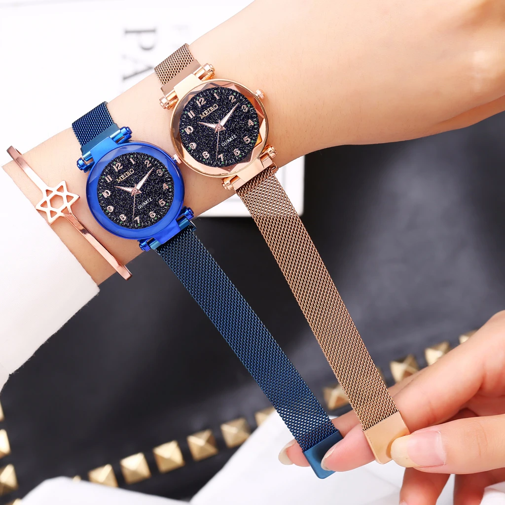 Женские часы с магнитной пряжкой звездное небо светящиеся Роскошные MEIBO женские